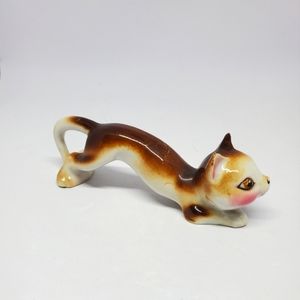 Vintage 1950's Japan Hand Painted Porcelain Figurine; Arching Kitty Cat ~ Used